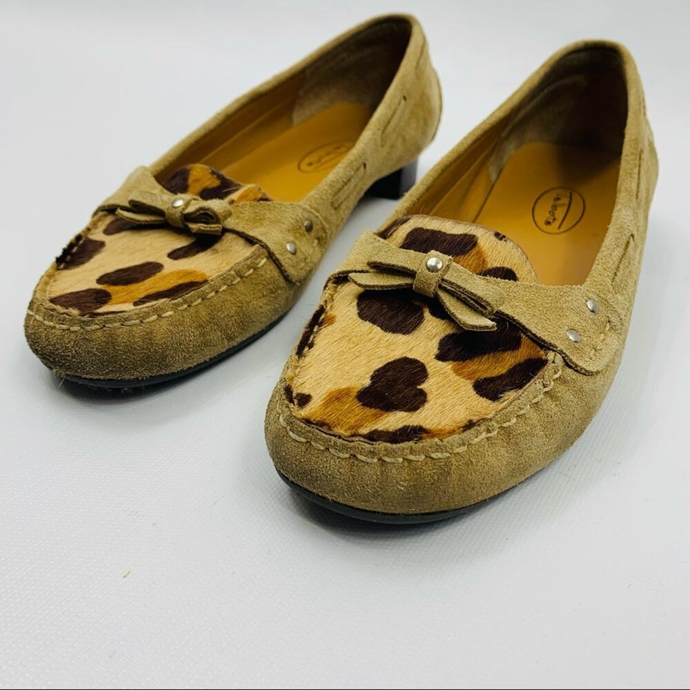 Talbots Moccasin Calf Hair Animal Print Loafers - Picture 2 of 12